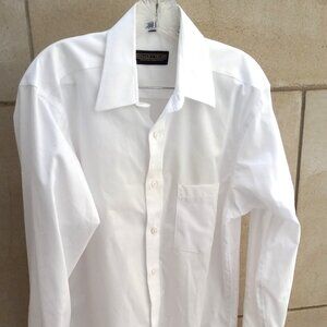 Donald J. Trump Signature Collection White on White French Cuff Shirt 15 -32/33"